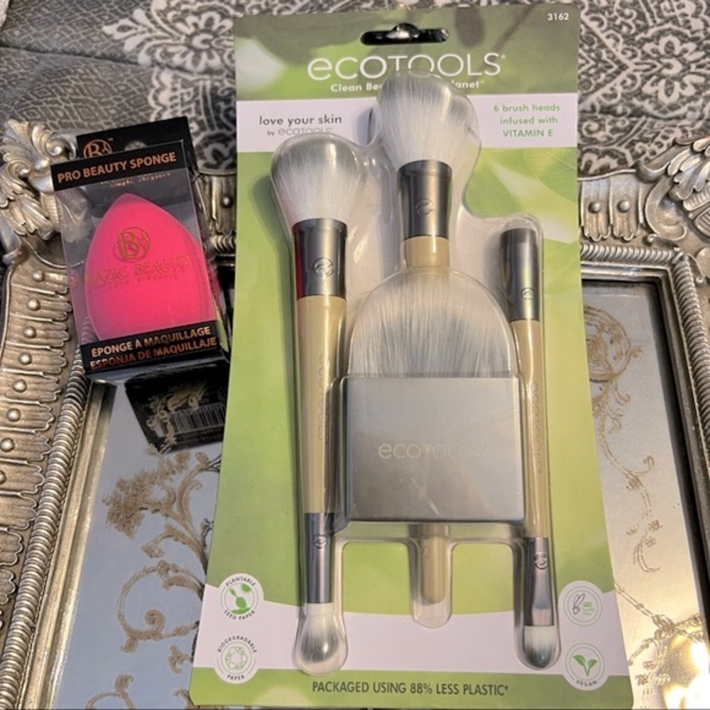 ecotools-Make Up Brush Set-6 brush heads infused with Vitamin E+ FREE 🎁 -NWT